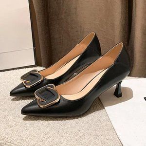 new square button stiletto stiletto with pointy toe pumps